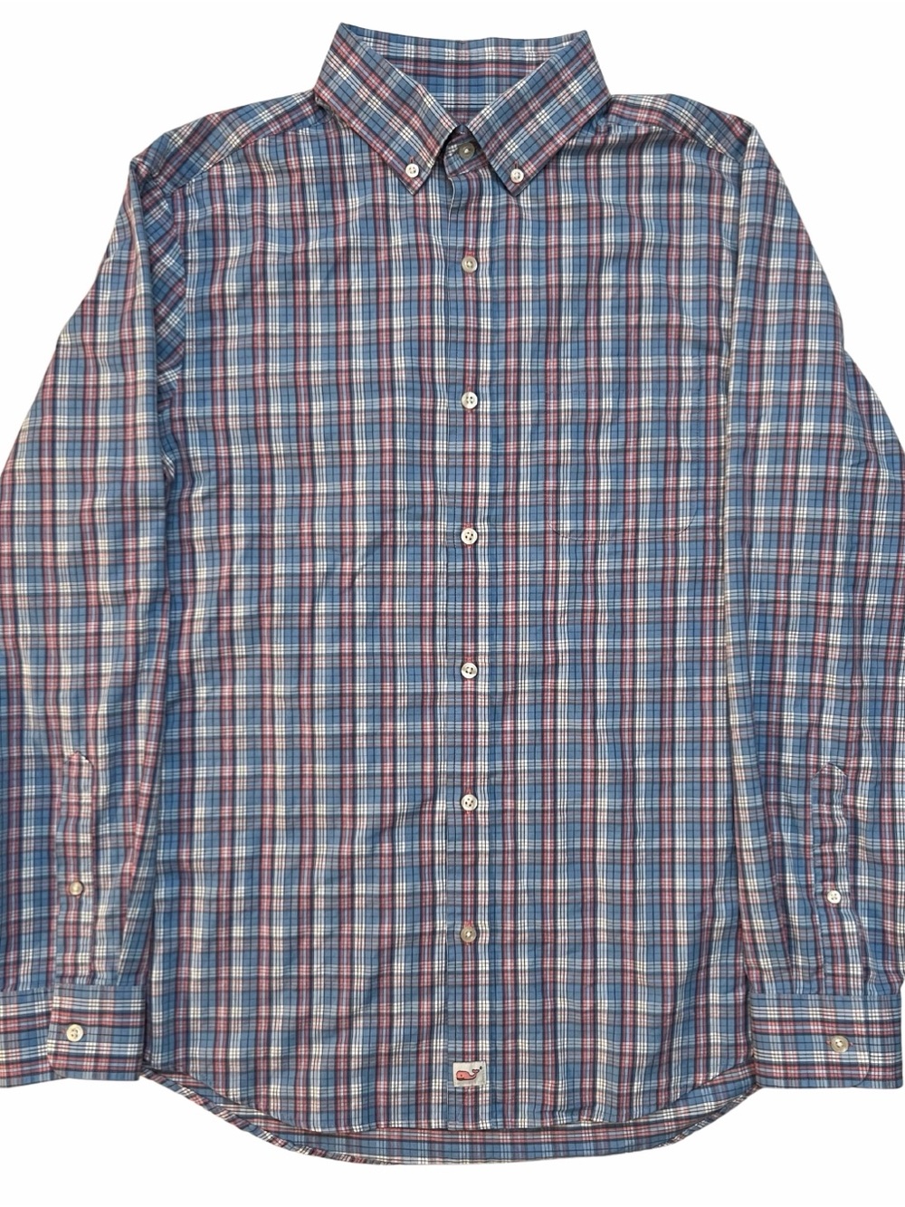 Vineyard Vines Medium Men’s Murray Shirt Blue Pink Plaid Flannel Classic Fit